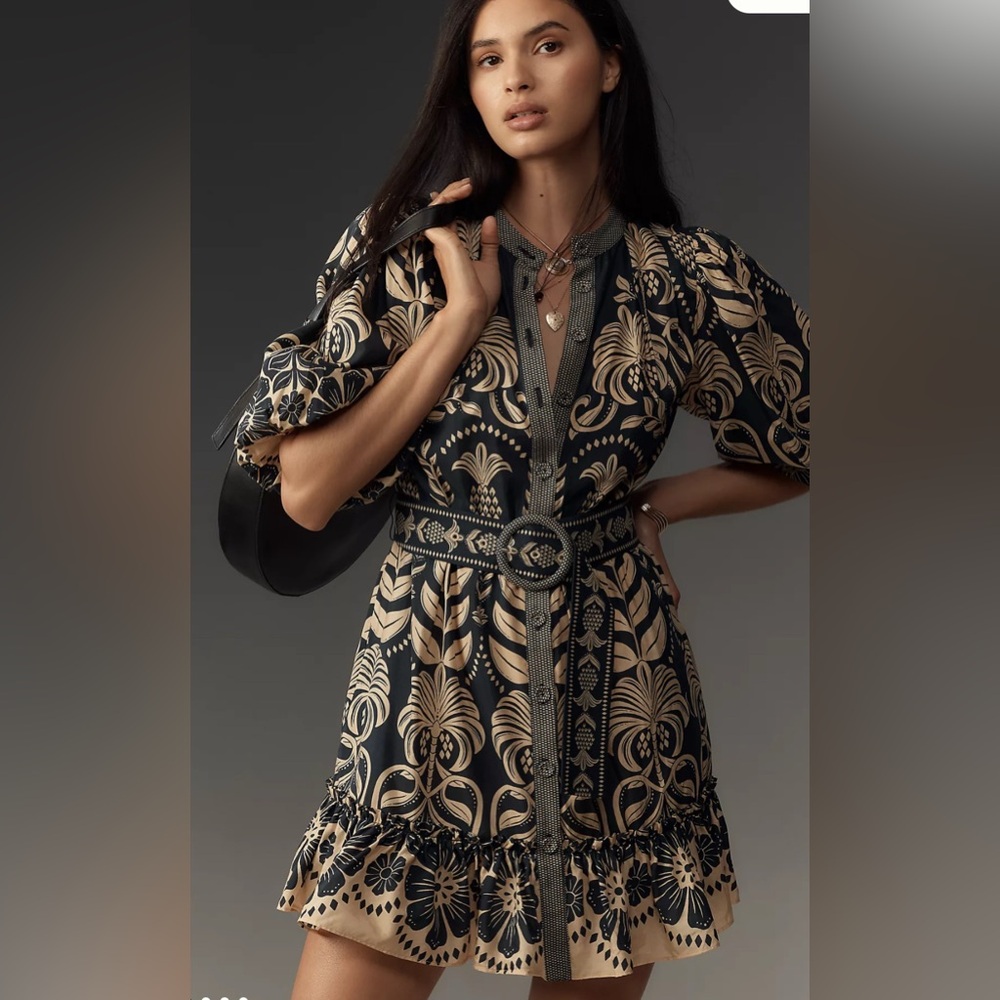 FARM Rio Blue and Cream Floral Dress